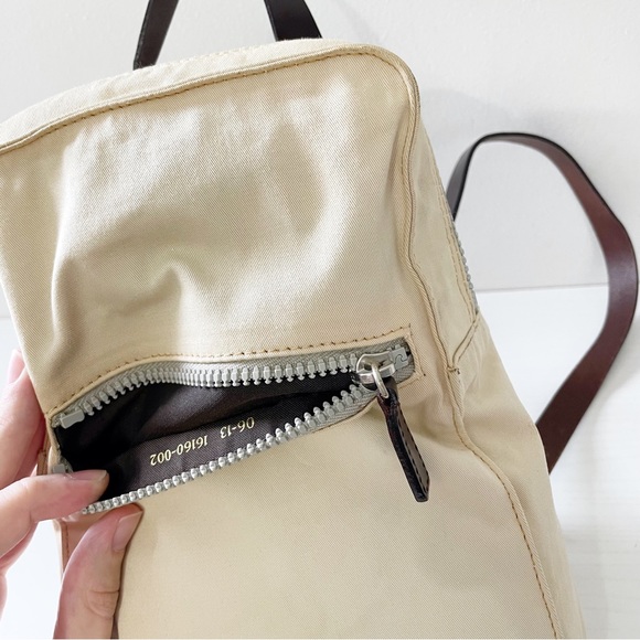 Fendi off white canvas brown leather small rectangular backpack - Picture 8 of 14